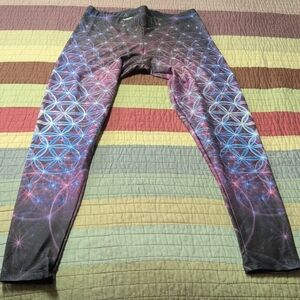 Women's Acidmath Cosmic Pattern Leggings - Purple and Blue